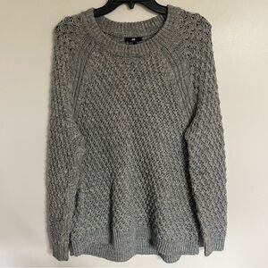 Women’s H&M‎ Gray Chunky Knit Round Neck Pullover Sweater Size Small Oversize